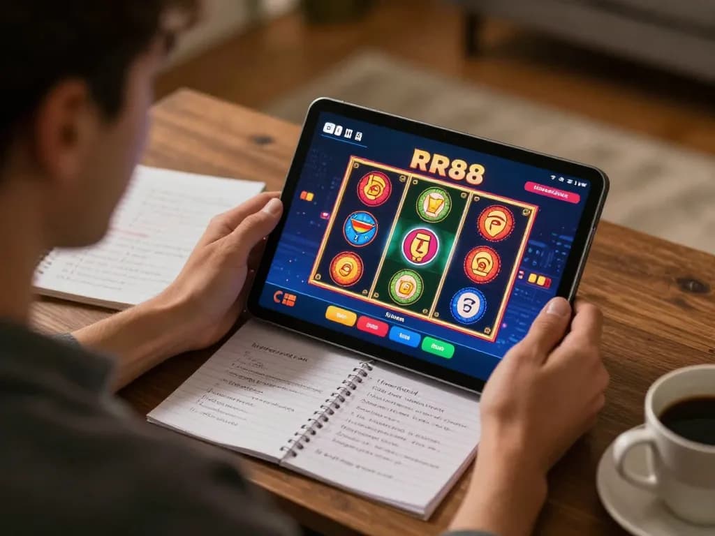 Experience the excitement of RR88 mobile gaming with engaging slot machine visuals.