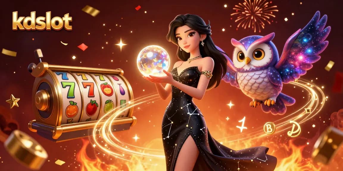 Spin the reels of kdslot while enjoying a captivating scene filled with lucky symbols and vivid graphics.