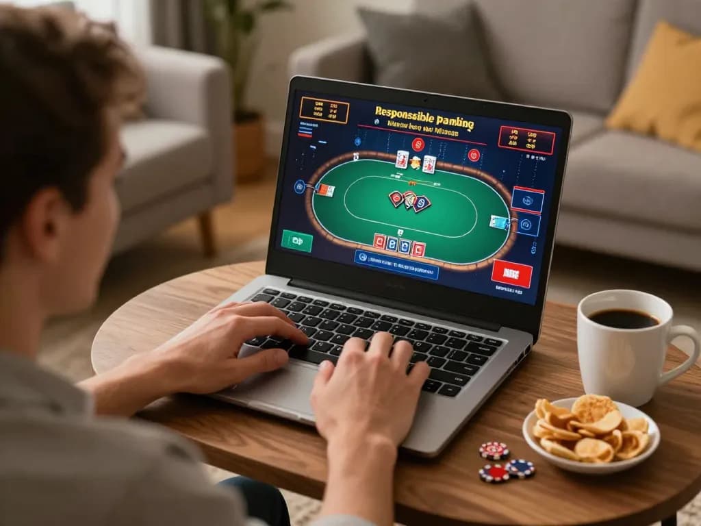 Engaging in poker gameplay online at okking, showcasing modern gaming setup and responsible gambling.