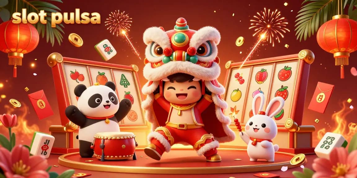 Engage with thrilling slot pulsa action in this festive casino scene filled with vibrant elements.