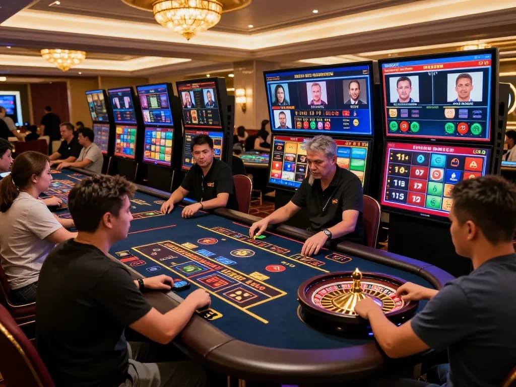 Players engaging in live casino games at TIP88 online platform, showcasing vibrant atmosphere