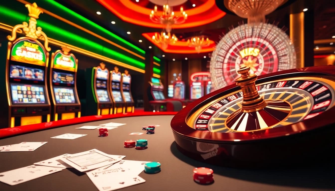 Experience the thrill of online gambling with KK55, featuring vibrant casino tables and exciting gameplay.