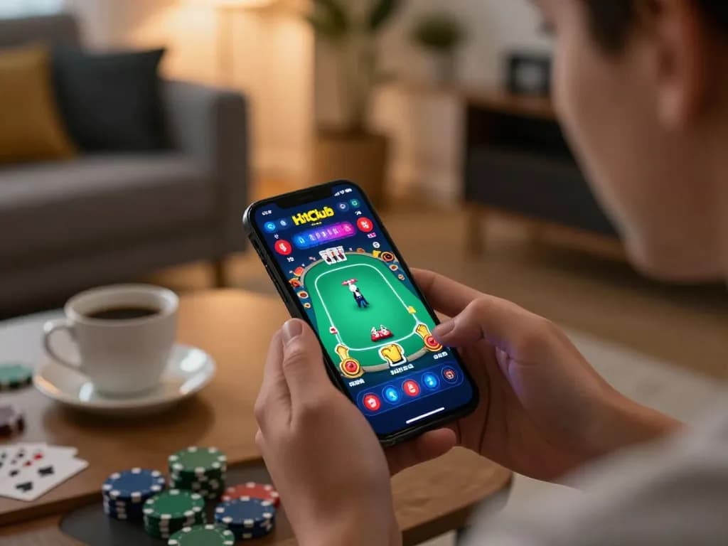 Experience thrilling gameplay as you tải hitclub on your smartphone while enjoying a cozy gaming setup