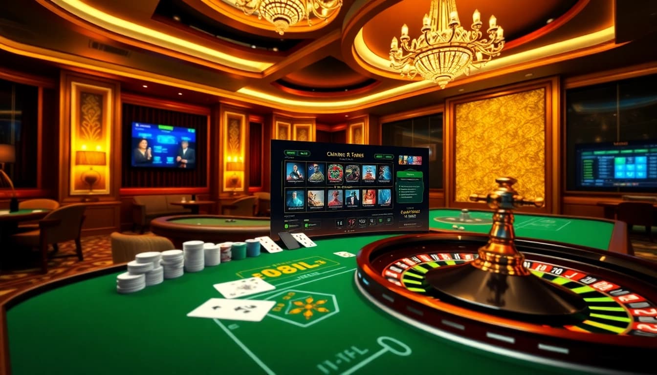 Experience thrilling online gaming action at https://99ok.spot/ with a virtual table featuring poker chips and roulette.
