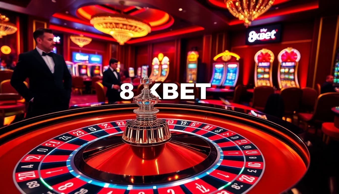 Players enjoying a thrilling game at 8KBET's luxurious casino table.