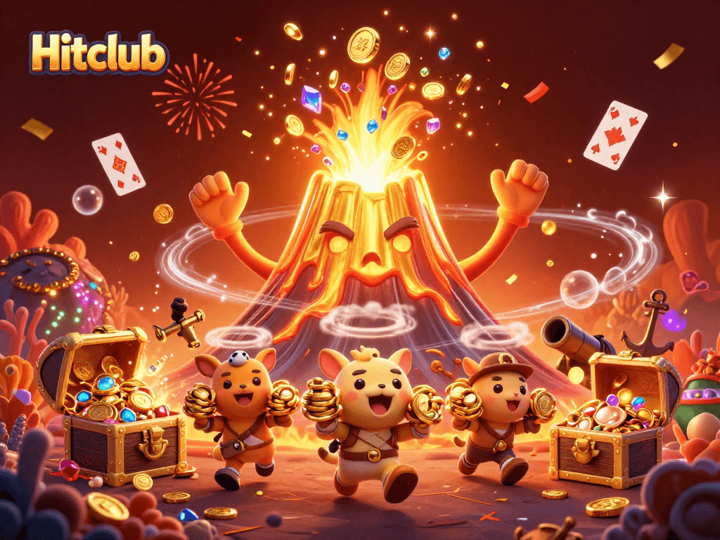 Hitclub offers thrilling adventures with a golden volcano and treasure-filled underwater scenes.