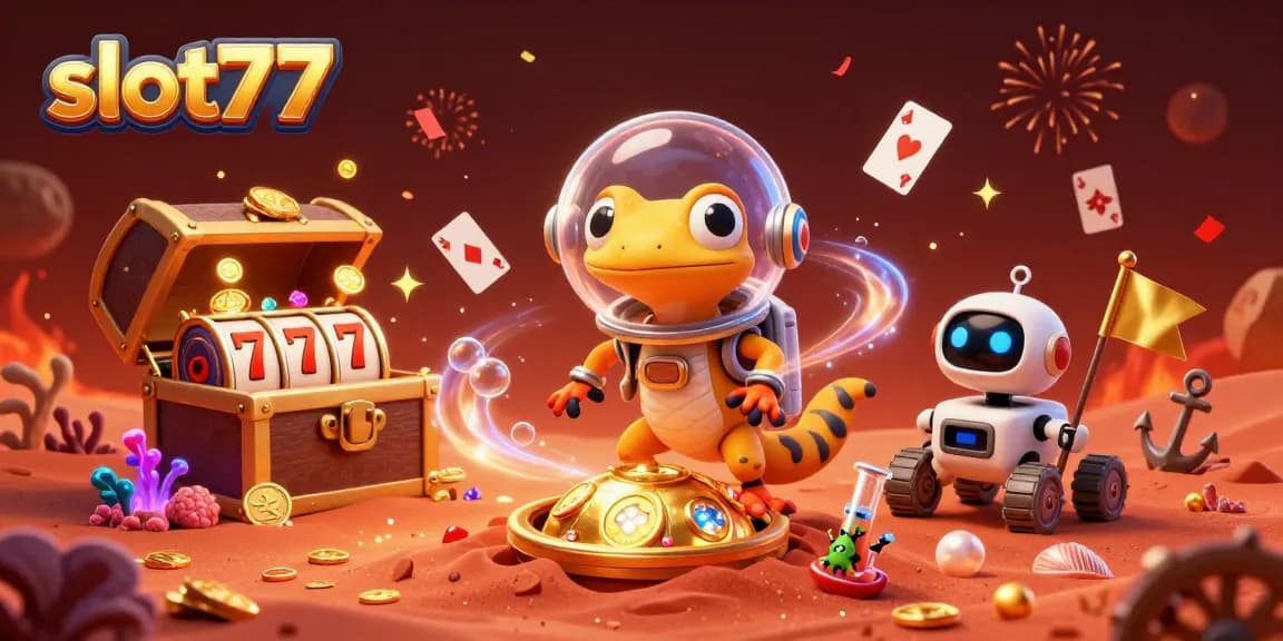 Play exciting slot77 games with spinning reels and vibrant casino elements!