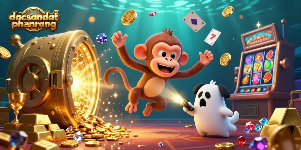 dacsandatphanrang entertains with vibrant gambling scenes featuring a mischievous monkey and a curious puppy.