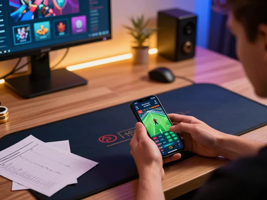 Betting on NK88 using a smartphone app in a stylish home gaming setup