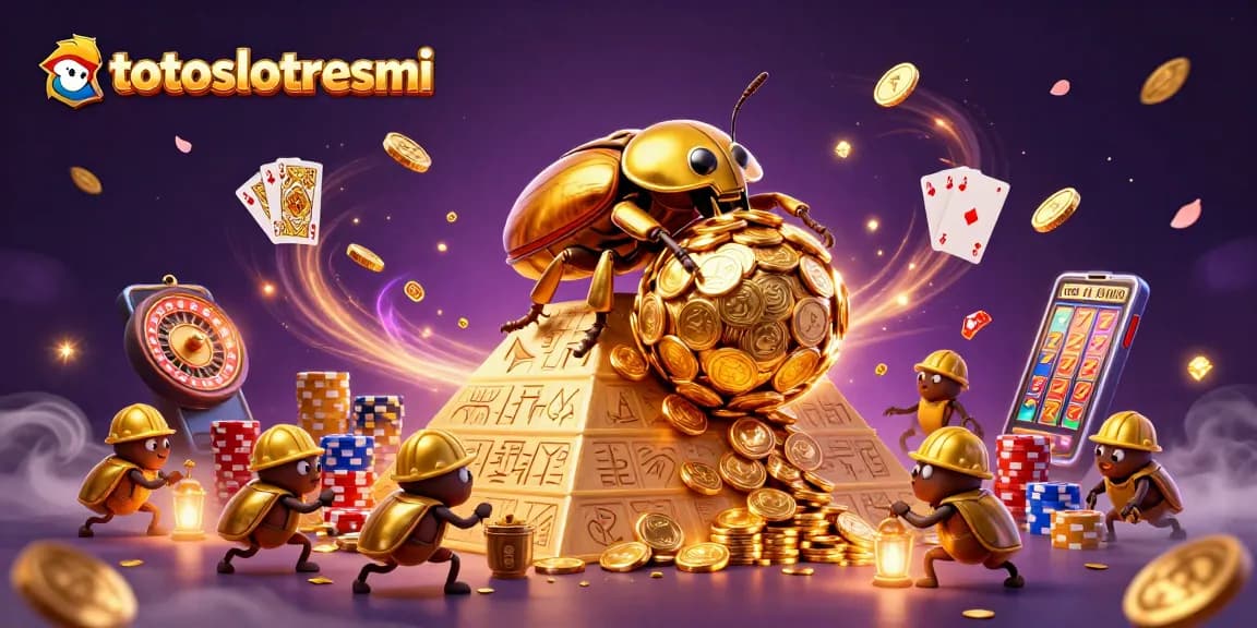 Experience the thrill of gaming at totoslotresmi with golden beetles, spinning wheels, and overflowing coins.