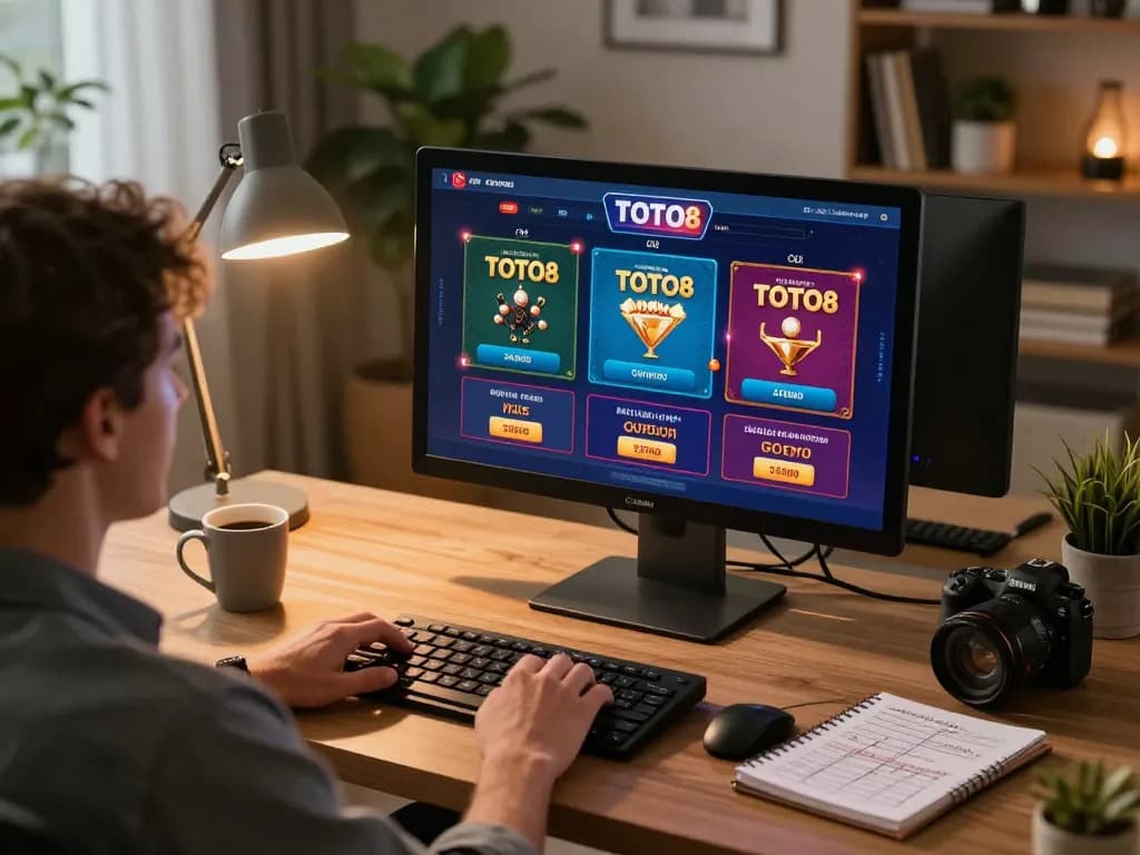 Toto8 link alternatif showcased on a player's desktop during an engaging online gaming session, highlighting strategic betting choices.