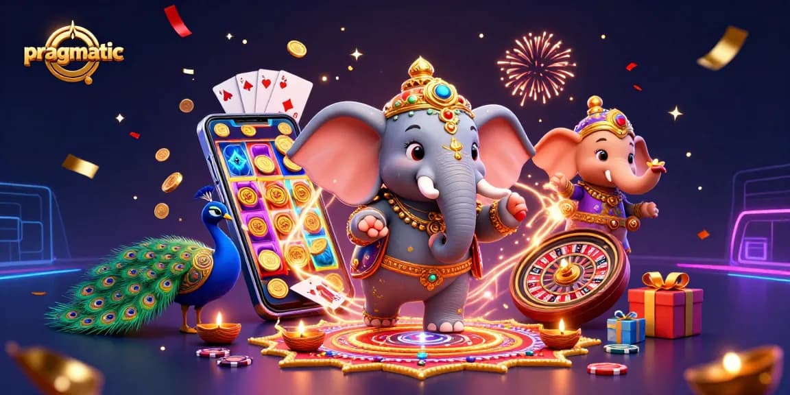 Spin the pragmatic slots with a vibrant 3D illustration of luck, winning, and celebration.