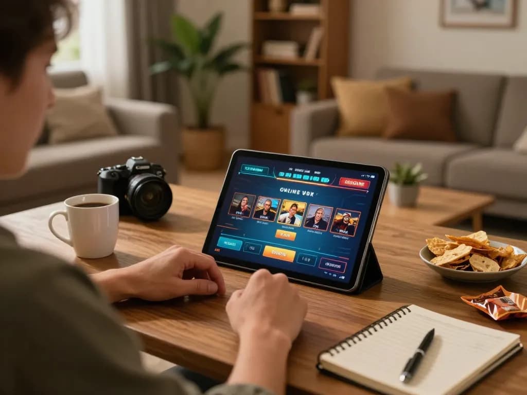 Player enjoying a winning session at LV88 online casino on a tablet in a cozy living room.