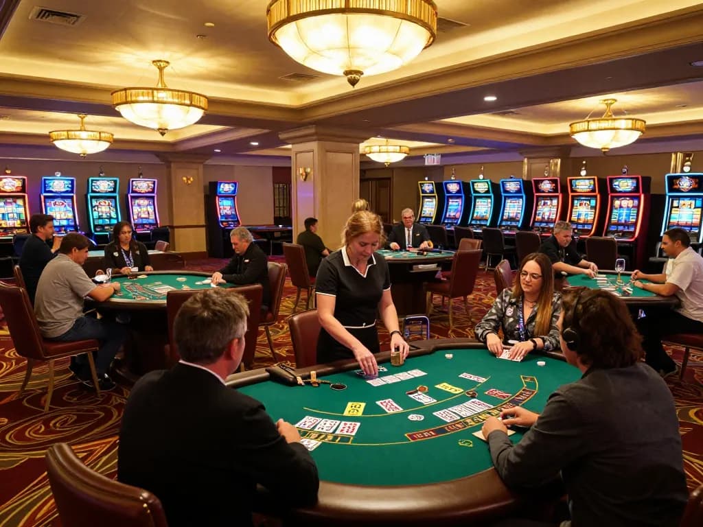 Players at blackjack tables strategizing in luxury casino environment with dh88 ambience