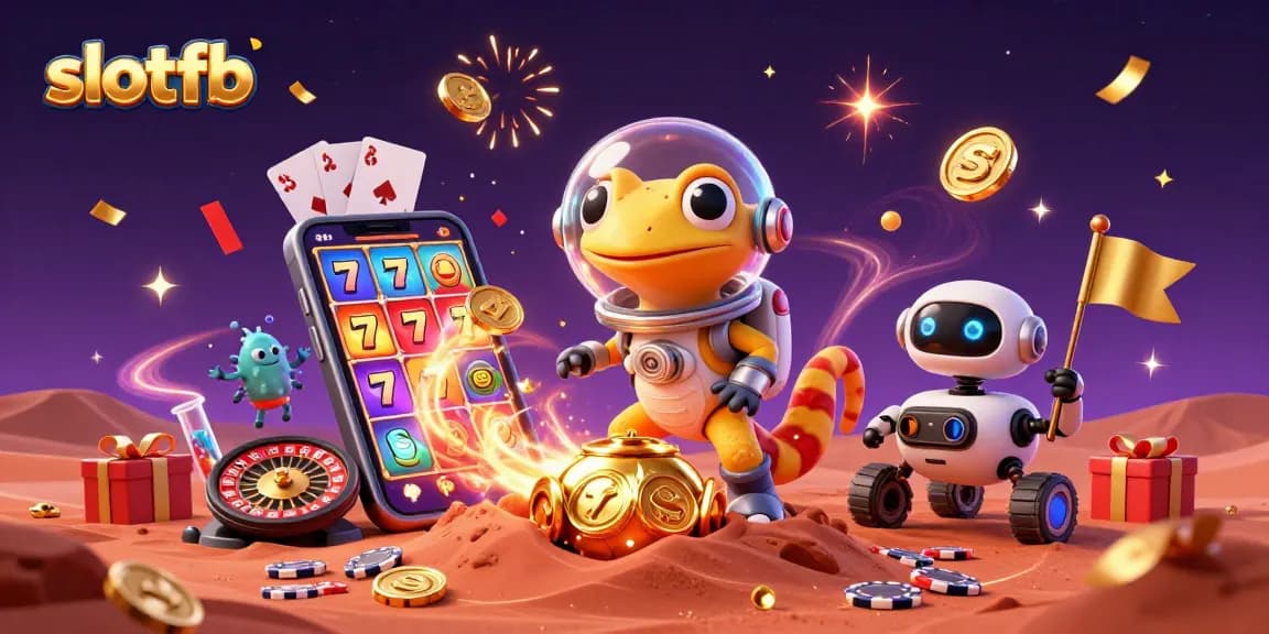 Menghadirkan pengalaman bermain slotfb dengan gecko Mars dan elemen kasino yang meriah.