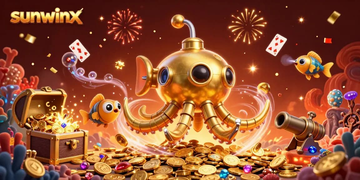 Engage in winning strategies at sunwinx with golden kraken submarine amidst a sea of treasures.