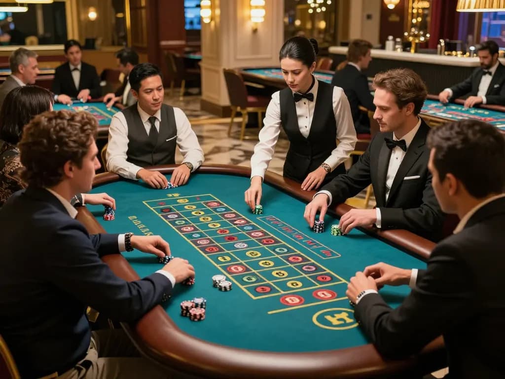 Watch players thrill with every spin at the tg88 roulette table in a luxurious casino.