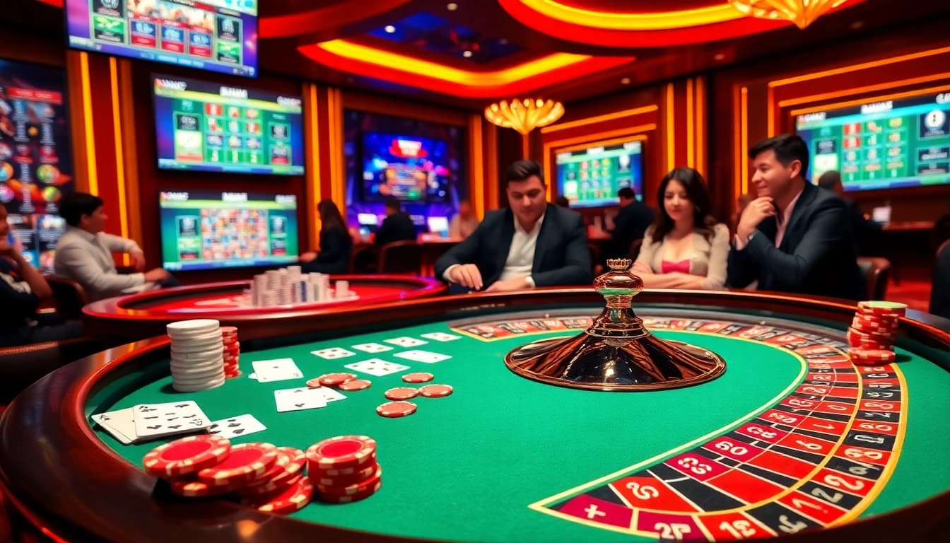 Experience the thrill of game đánh bài đổi thưởng at a luxurious casino table.