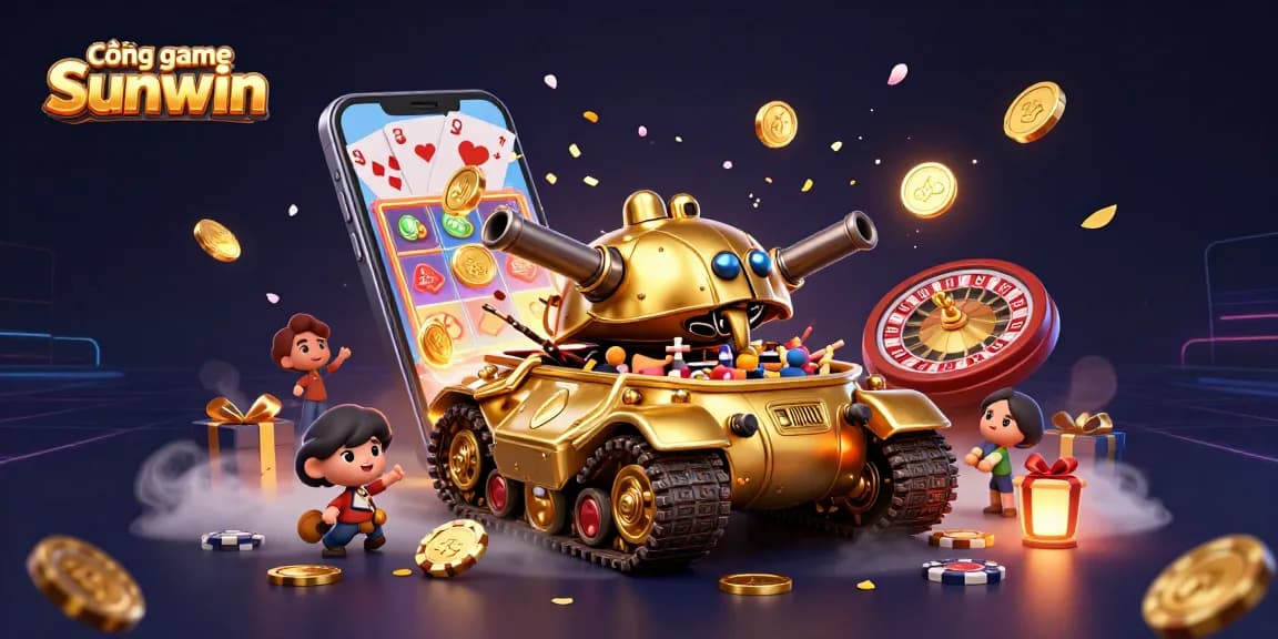Engage with Cổng game Sunwin in this vibrant 3D casino scene, showcasing exciting gaming elements and immersive design.