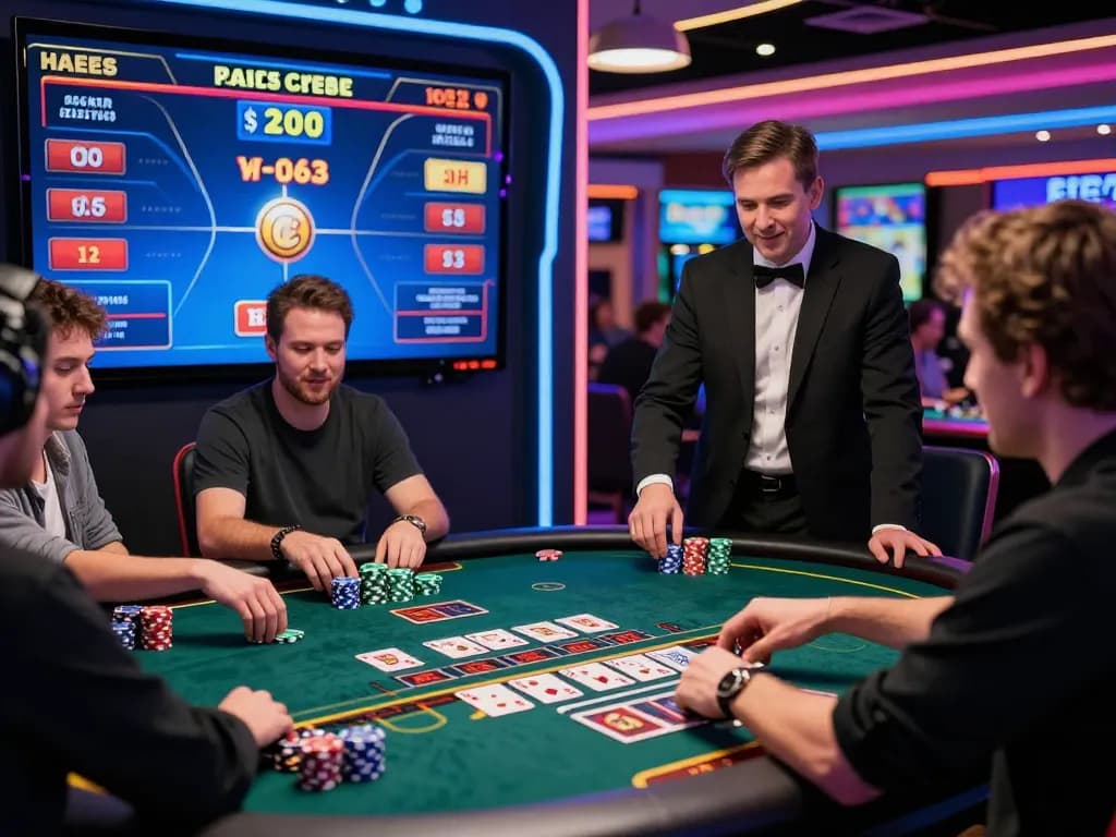 Experience free credit baccarat in a lively online casino, showcasing interactive gaming with engaging dealers and vibrant settings.
