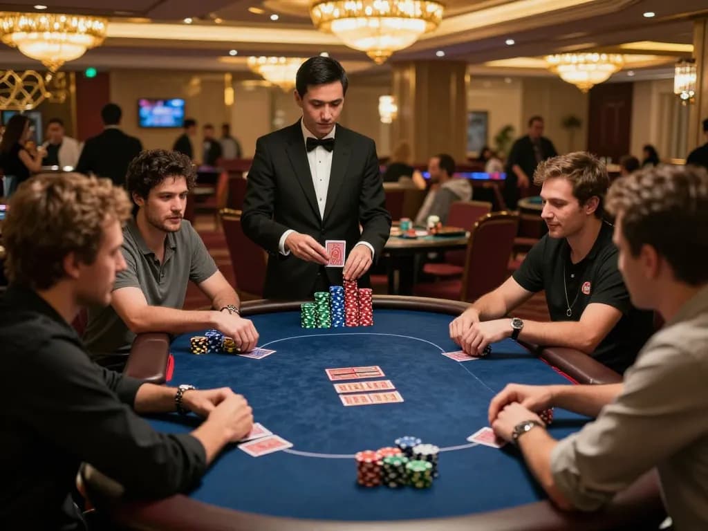 Engaged players at LUCK8 poker table showcasing strategic decisions while adhering to miễn trừ trách nhiệm guidelines.
