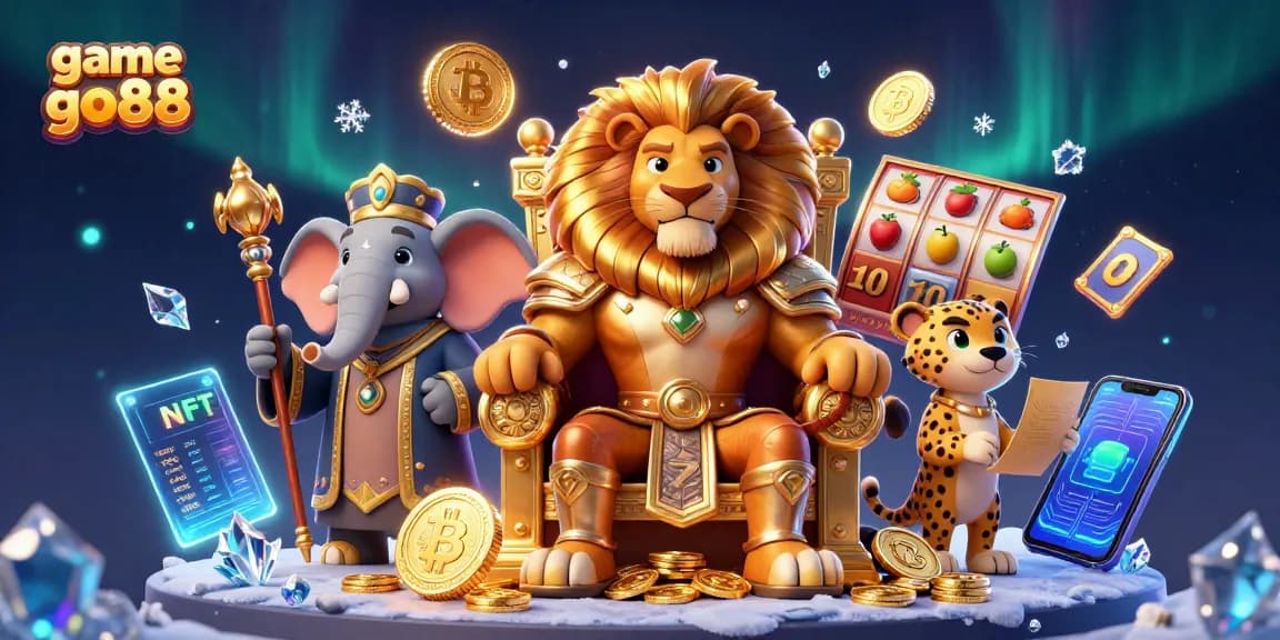 Engage with game go88's thrilling casino experience featuring vibrant 3D elements and classic gambling motifs.