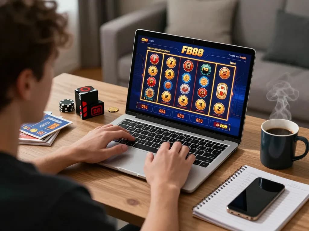 Player engaged in online gaming at FB88, focusing on poker strategies and game interface.