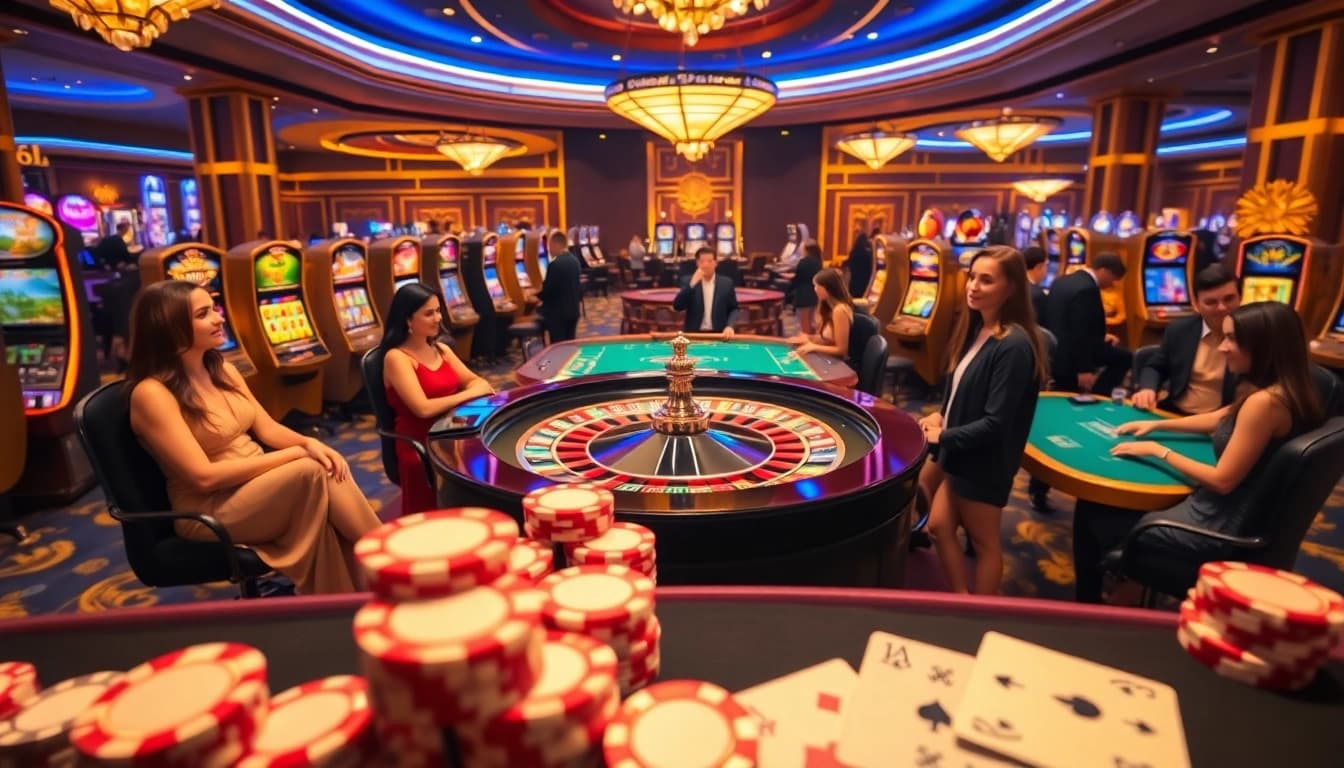 Players enjoy an exciting roulette experience at XX88 casino, with vibrant chips and warm lighting.