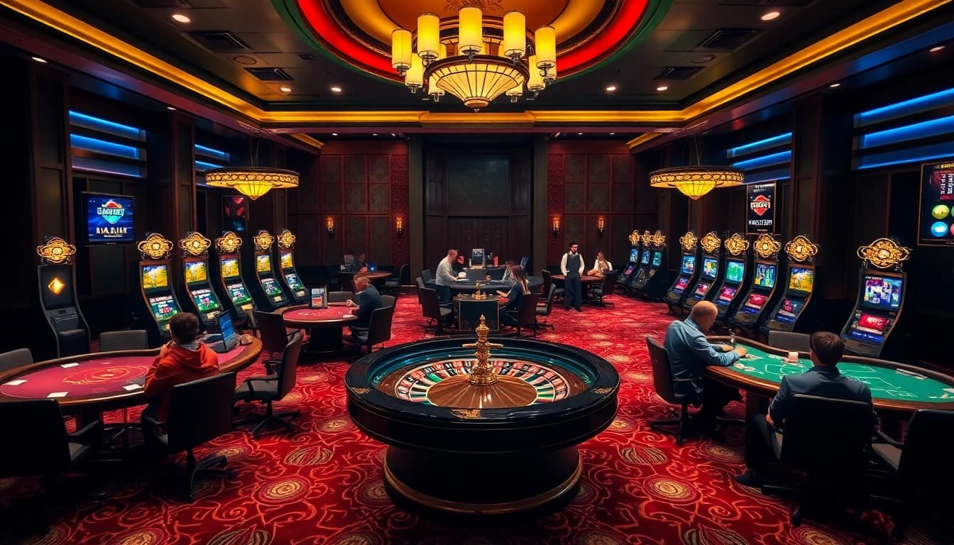Experience raja luck with an exciting casino scene featuring roulette, poker, and slots.