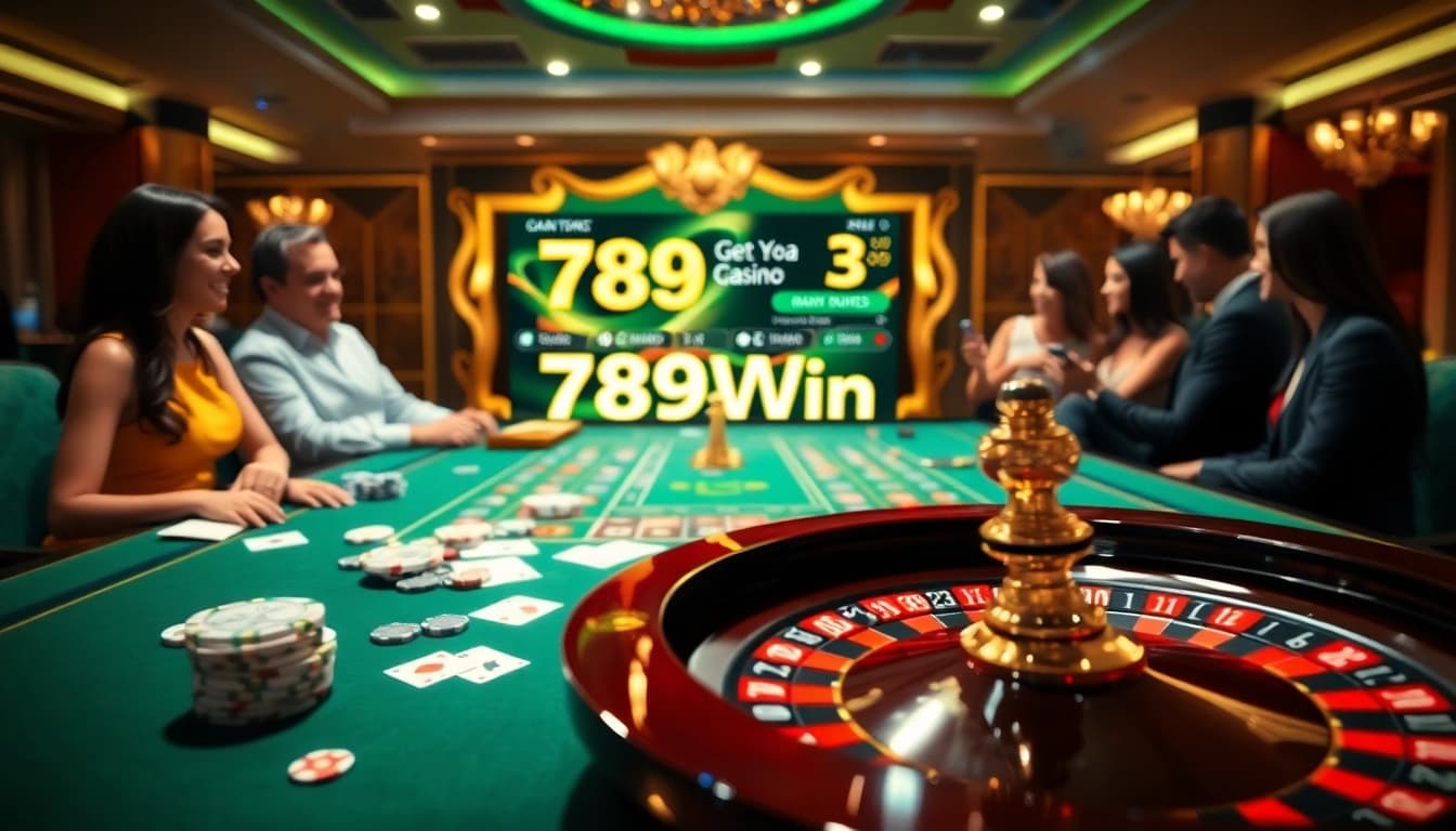 Capture the excitement of a casino moment at 789Win with vibrant roulette action and poker chips.