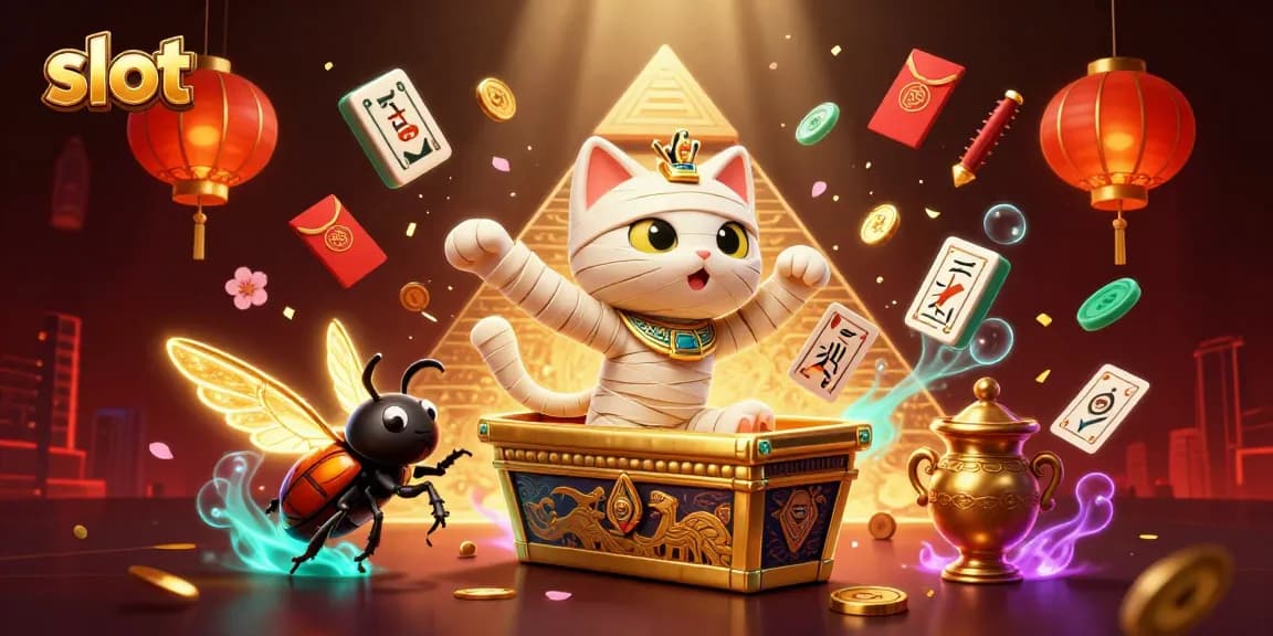 Spin to win with thrilling slot games in a vibrant pyramid casino scene.