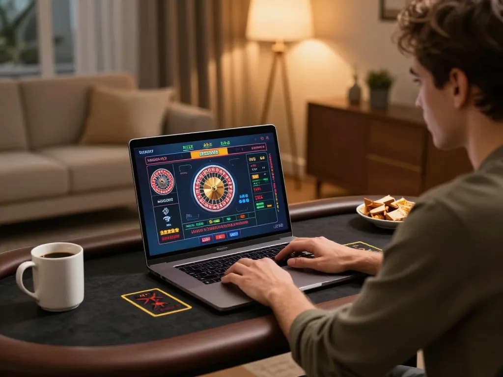 Player engaging in live dealer games on 555win platform from a cozy home setting