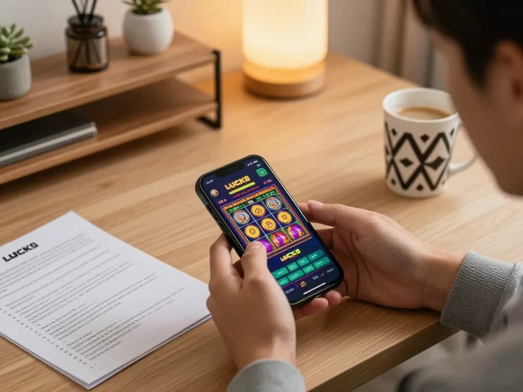 Tham gia trò chơi di động trên ứng dụng LUCK8, thể hiện gameplay thú vị và ghi chú chiến lược trong một không gian ấm cúng