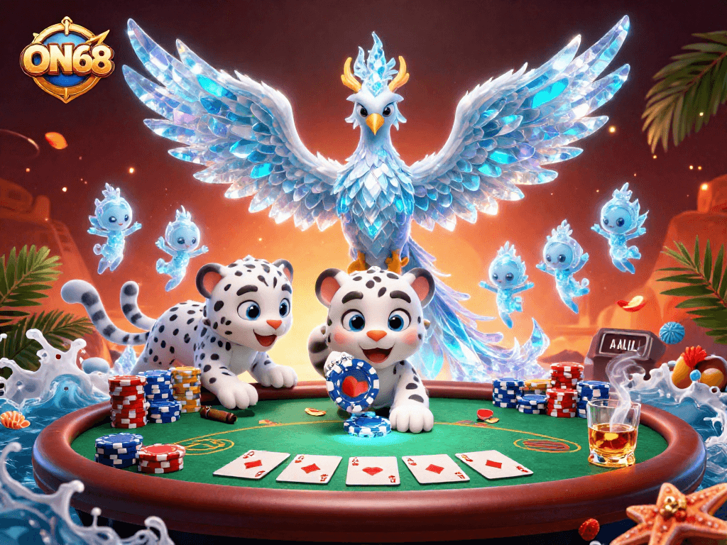 Experience the thrill of ON68 with vibrant characters amidst a dynamic poker scene.