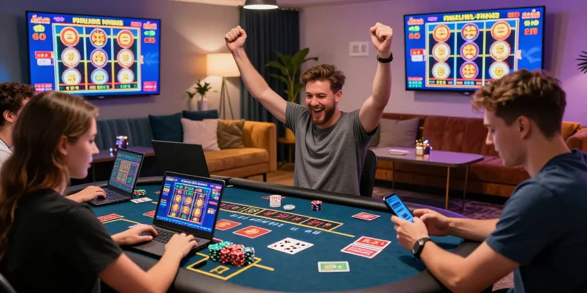 Exciting scene at https://euf.co.uk with UK players enjoying a vibrant online credit card casino experience.