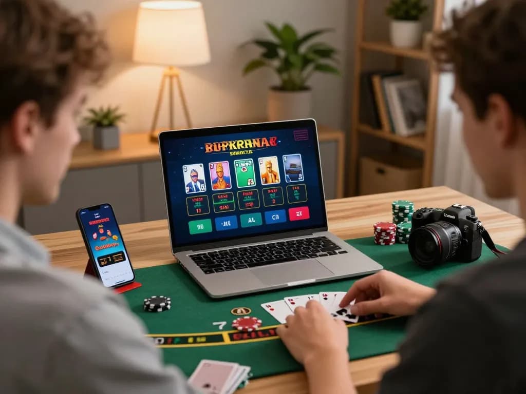 Play live dealer blackjack online with du88 on a cozy home desk setup showcasing gaming action.