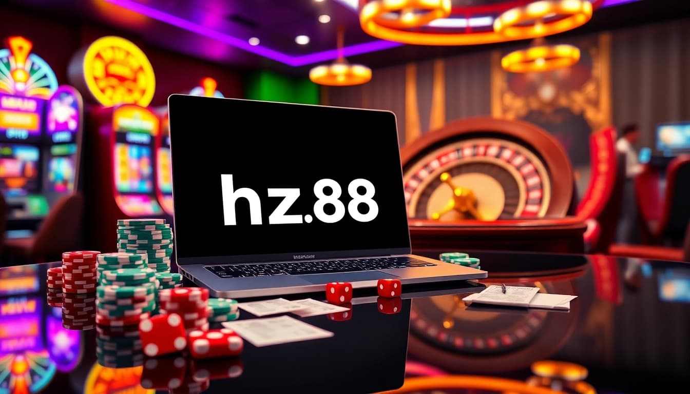 Engaging players strategizing at https://hz88.forum/ online casino table with vibrant poker chips and spinning roulette wheel