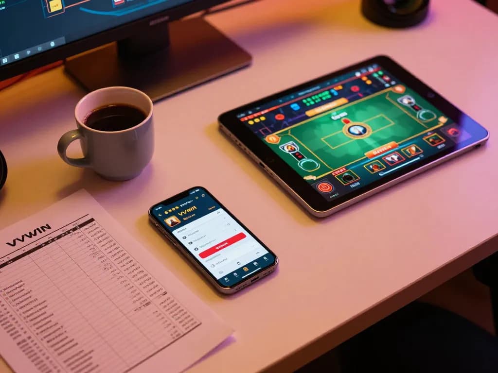 Engaging online gameplay at VVVWIN app with strategic notes and comfortable setup.