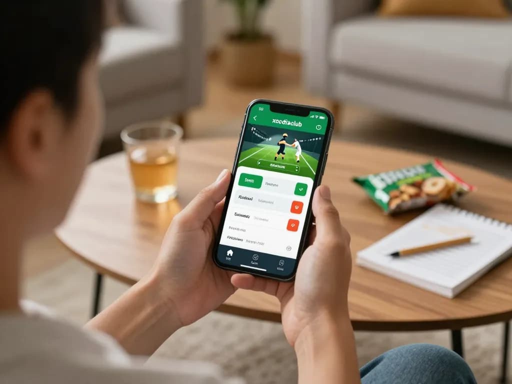 Engaging moment of placing live bets using xocdiaclub app in a cozy setting, emphasizing user experience.