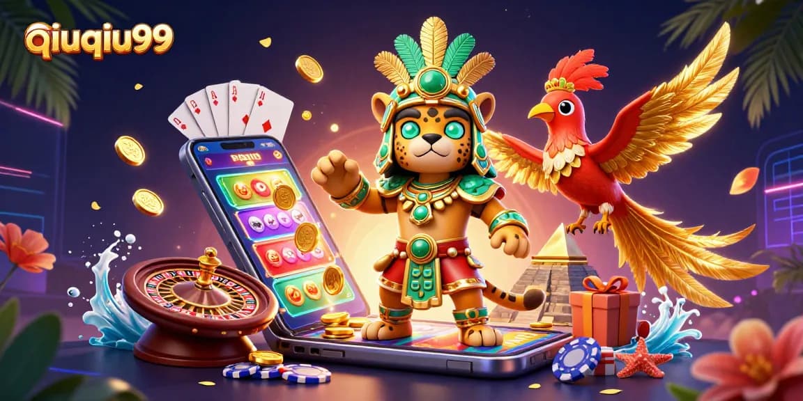Experience qiuqiu99 with vibrant games and captivating characters in a stunning casino scene.