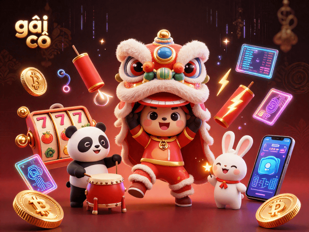 Experience immersive gameplay with gái gọi as dynamic characters dance amidst vibrant casino symbols.