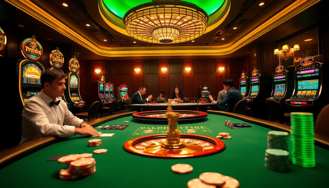 Experience thrilling casino action at 69VN with poker chips, cards, and roulette excitement.