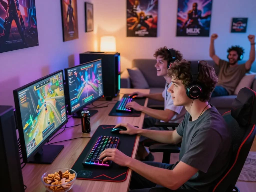 Exciting gaming scene at https://fabetz88.com/ with players immersed in action.