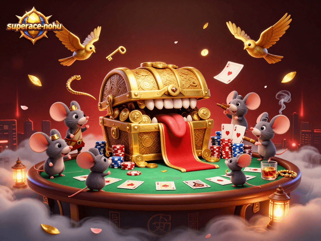 Play at superace-nohu with excitement as adventurous mice engage with enticing casino elements.