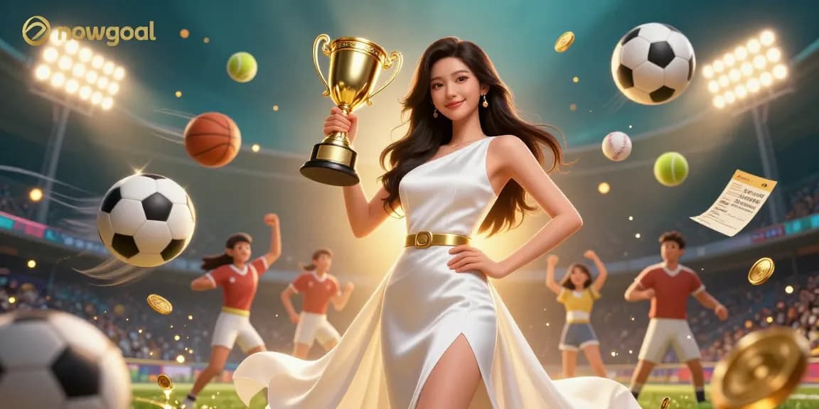 Experience the thrill of sports betting with nowgoal, featuring a triumphant figure amidst dynamic elements.