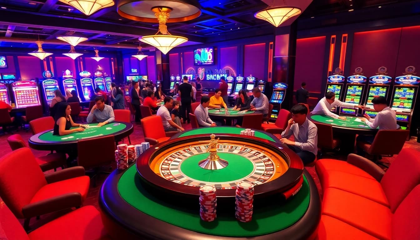 Engage with the thrilling NK88 casino experience at stunning tables with poker chips and cards.