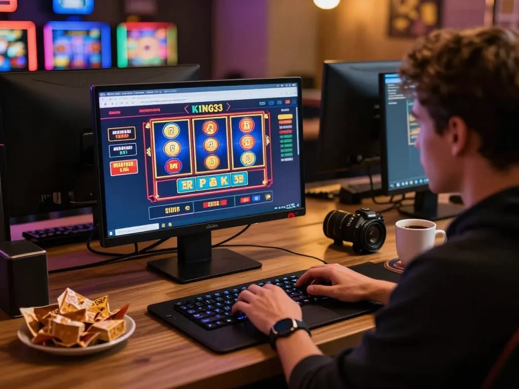 Player engaging in online casino game at KING33, highlighting immersive gaming experience and excitement.