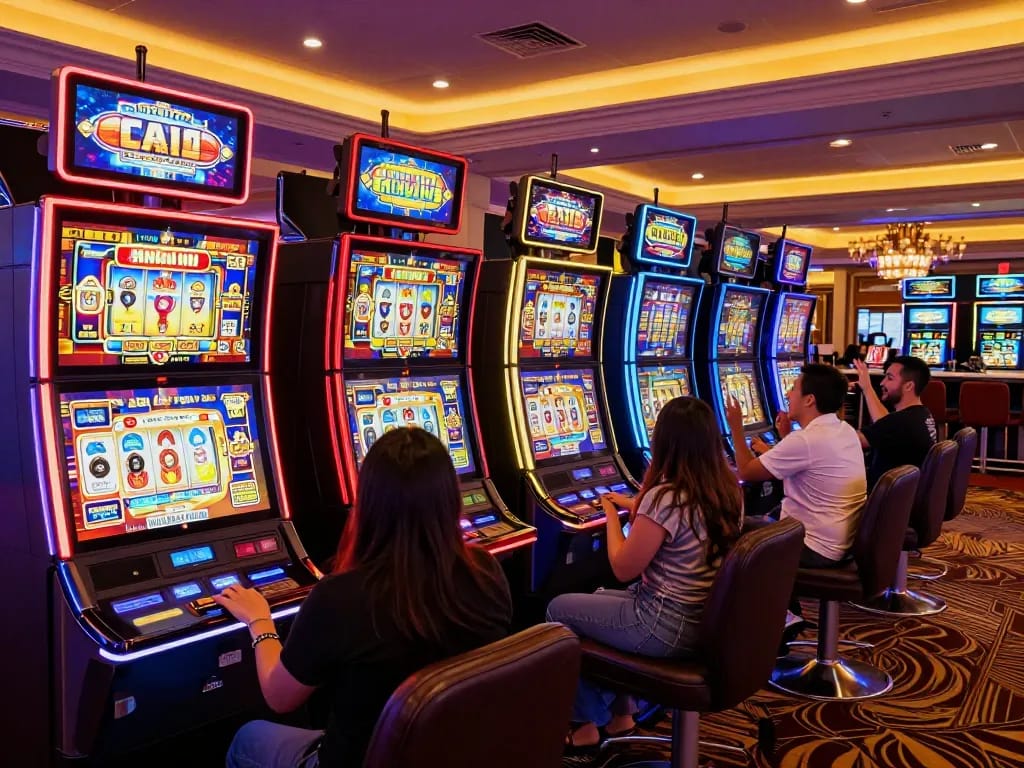 Experience the excitement of winning at Slot Resmi machines in a lively casino atmosphere.