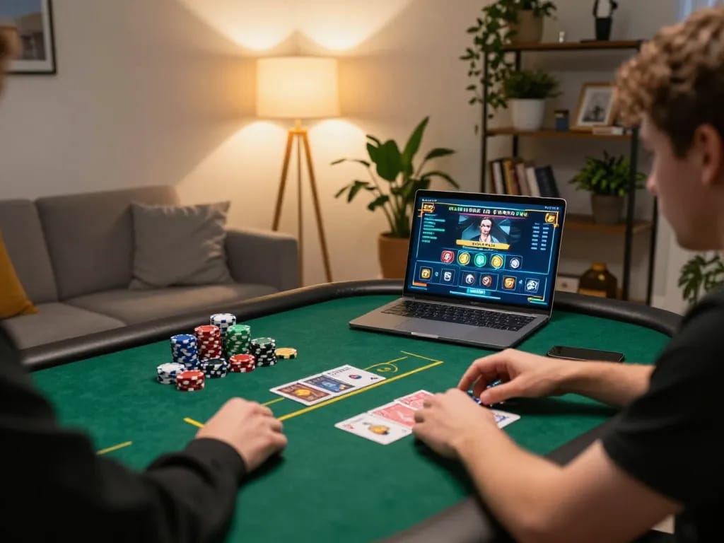 king33 player enjoying online gaming strategy in a cozy home setup