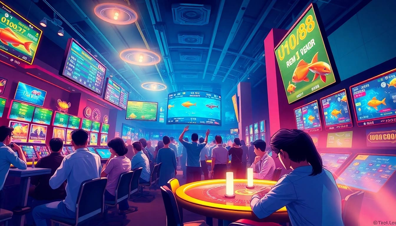 Exciting gaming scene featuring diverse players engaged in uu88 online betting platform activities.